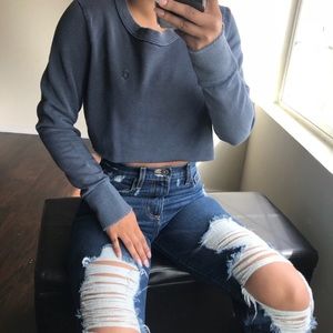 Blue Converse crop sweatshirt